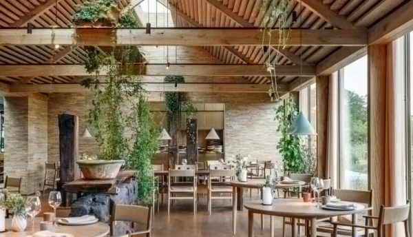 Cafe dengan interior bohemian yang kaya warna dan motif
